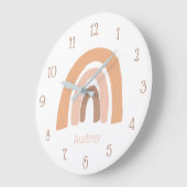 Cute Boho Rainbow Pink Personalized Große Wanduhr (Winkel)