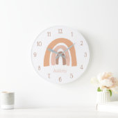 Cute Boho Rainbow Pink Personalized Große Wanduhr (Zuhause)
