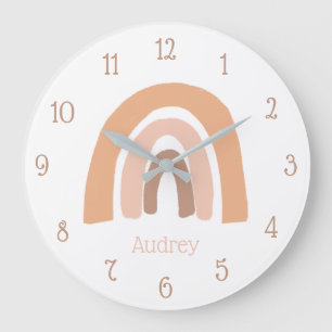 Cute Boho Rainbow Pink Personalized Große Wanduhr