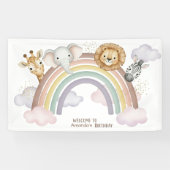 Cute Boho Safari Animals 1st Birthday Banner (Horizontal)