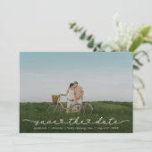 Cute Boho Script Modern Save The Date Card (Stehend Vorderseite)