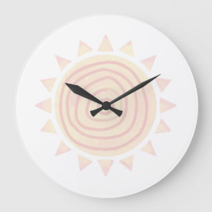 Cute boho Sun clock for Nursery and Kids Room Große Wanduhr