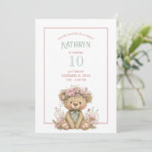 Cute Boho Teddy Bear Birthday Party Einladung (Stehend Vorderseite)