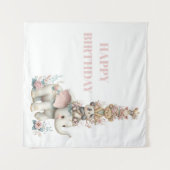 Cute Boho Teddy Bear Birthday Party Wandteppich (Vorderseite (Horizontal))