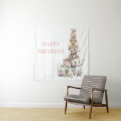 Cute Boho Teddy Bear Birthday Party Wandteppich (Beispiel)