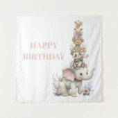 Cute Boho Teddy Bear Birthday Party Wandteppich (Vorderseite)