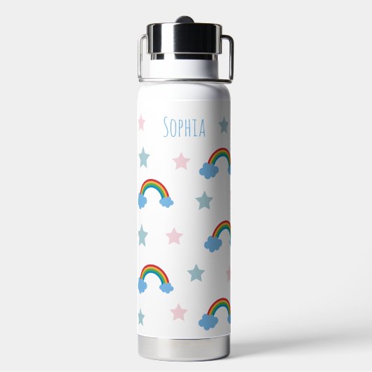 Cute Boho Whimsical Rainbow Girls Trinkflasche (Hinten)