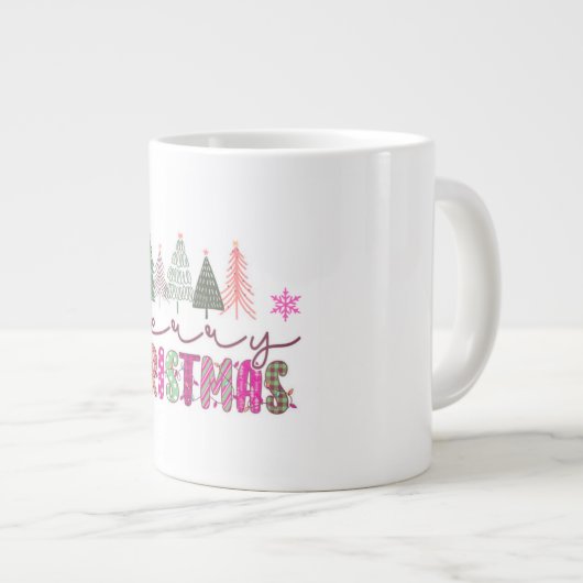 Cute Boho Xmas Tree Sublimation Design Jumbo-Tasse (Vorderseite Rechts)