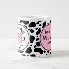 Cute “Bom Dia Muuuuu” Kawaii Cow Design Jumbo-Tasse