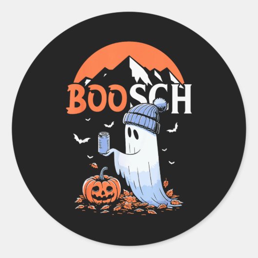 Cute Boo Ghost Halloween Pumpkin Beer Drinking Sok Runder Aufkleber (Vorderseite)