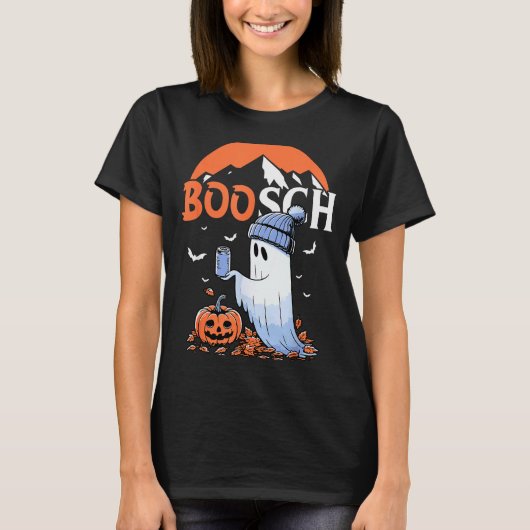 Cute Boo Ghost Halloween Pumpkin Beer Drinking Sok T-Shirt (Vorderseite)