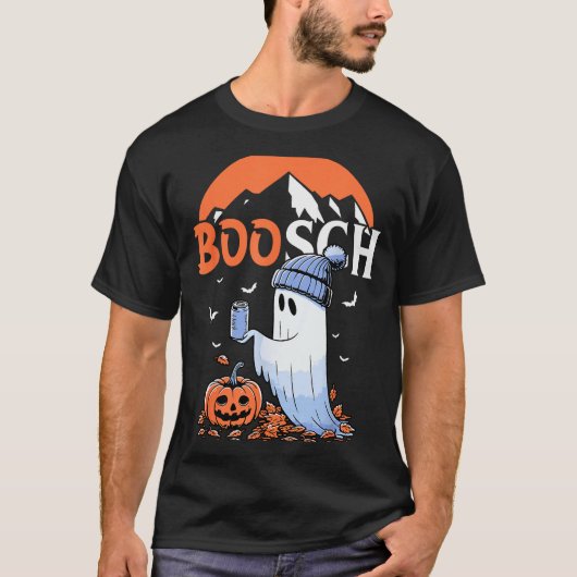 Cute Boo Ghost Halloween Pumpkin Beer Drinking Sok T-Shirt (Vorderseite)