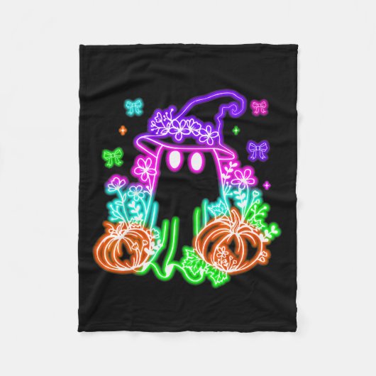 Cute Boo Halloween Ghost Witch Pumpkin Trendy Hall Fleecedecke (Vorderseite)