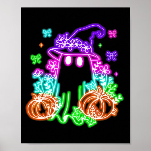 Cute Boo Halloween Ghost Witch Pumpkin Trendy Hall Poster (Vorne)