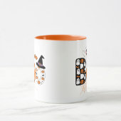 Cute BOO Lettering Ghost and Pumpkin Halloween Tasse (Zentrum)