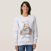 Cute Book Lover Sweater Cozy Cat Reading Sweatshirt (Vorne ganz)