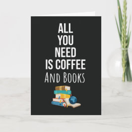 Cute Book Reading Cards Coffee Typography Reader Karte