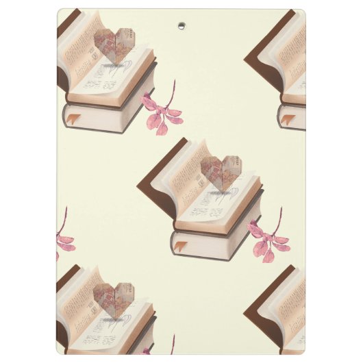 Cute book withe map heart and flower klemmbrett (Rückseite)