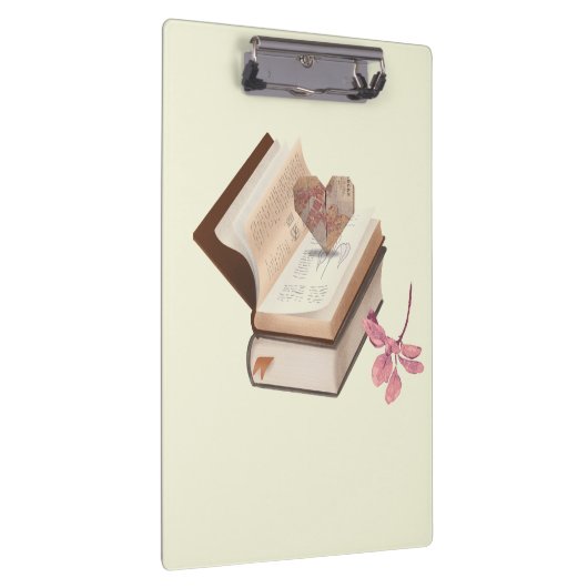 Cute book withe map heart and flower klemmbrett (Rechts)