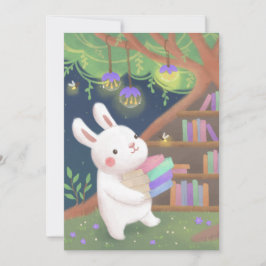 Cute Bookaholic Bunny Illustration Einladung