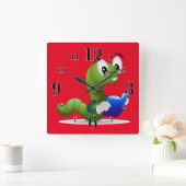Cute Bookworm Animal Print Children's Quadratische Wanduhr (Zuhause)