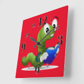 Cute Bookworm Animal Print Children's Quadratische Wanduhr (Winkel)