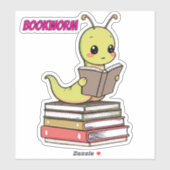 Cute Bookworm Sticker | Adorable Reading Worm  (Blatt)