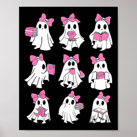 Cute Booooks Ghost Read More Books Funny Teacher H Poster (Vorne)