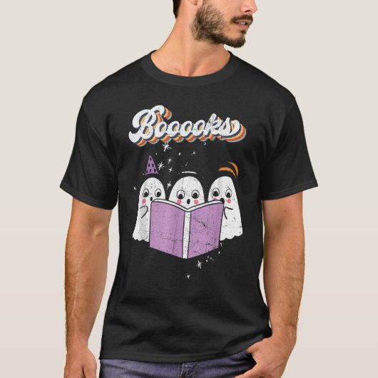 Cute Booooks Ghost Read More Books Funny Teacher H T-Shirt (Vorderseite)