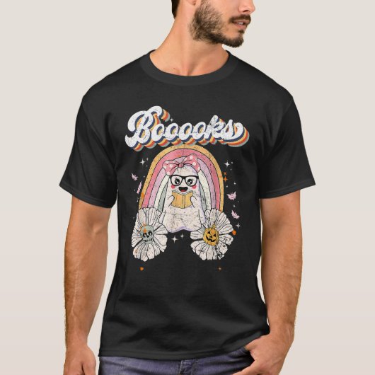Cute Booooks Ghost Read More Books Funny Teacher H T-Shirt (Vorderseite)