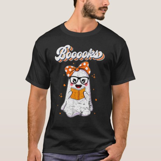Cute Booooks Ghost Read More Books Funny Teacher H T-Shirt (Vorderseite)