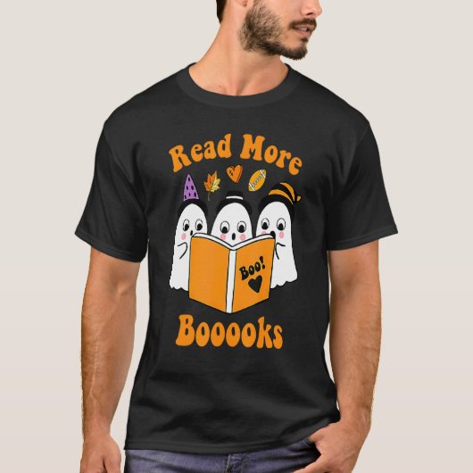 Cute Booooks Ghost Read More Books Funny Teacher H T-Shirt (Vorderseite)