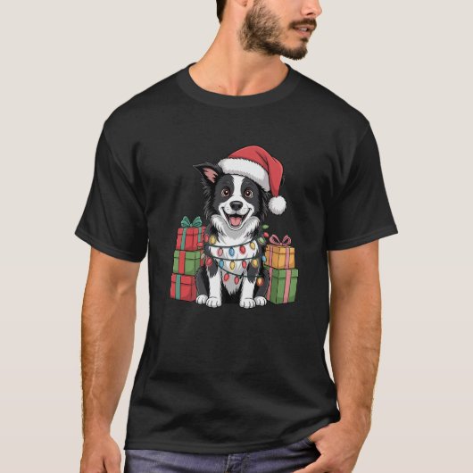 Cute Border Collie Christmas Design Funny Dog Love T-Shirt (Vorderseite)