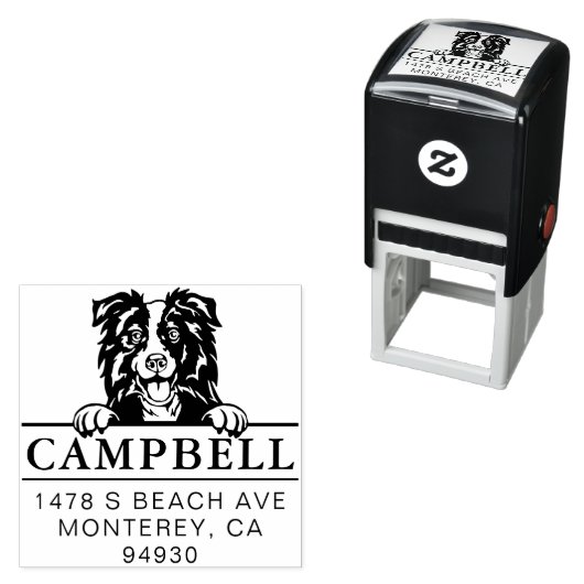 Cute Border Collie Custom Dog Address Stamp Permastempel (Beispiel)
