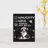 Cute Border Collie Dog Christmas Naughty Nice Trie Karte (Gelbe Blume)