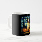 Cute Border Collie Dog Halloween Jack O Lantern Pu Kaffeetasse (Vorderseite Links)