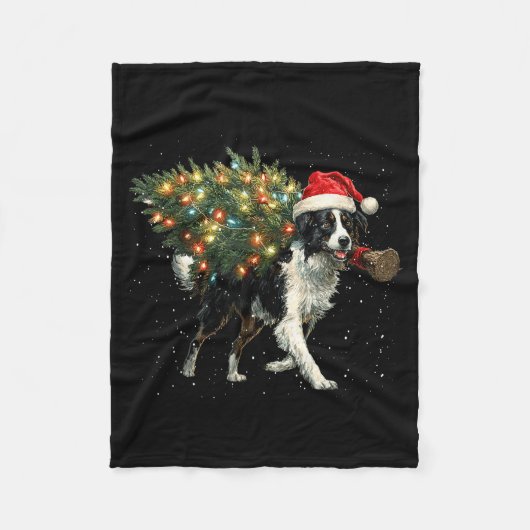 Cute Border Collie Dog In A Christmas Tree For Men Fleecedecke (Vorderseite)
