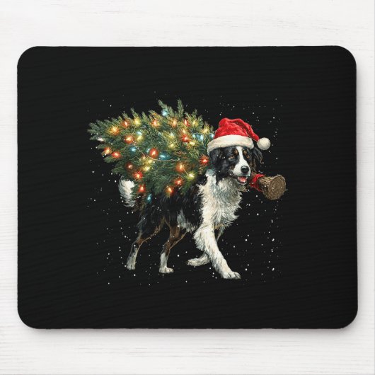 Cute Border Collie Dog In A Christmas Tree For Men Mousepad (Vorne)