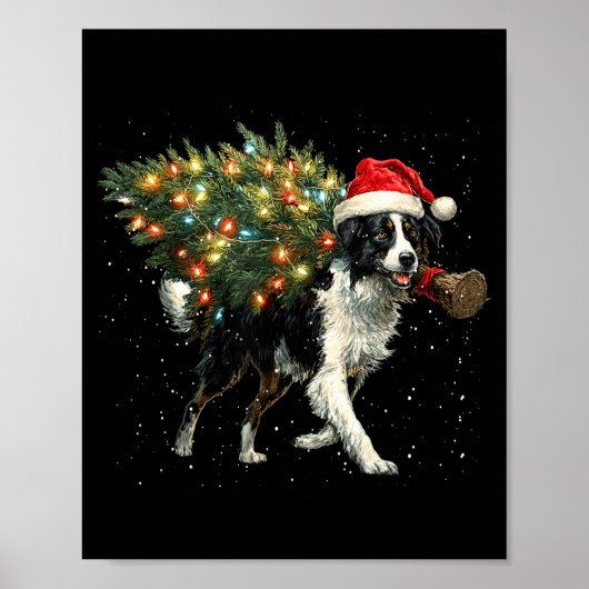Cute Border Collie Dog In A Christmas Tree For Men Poster (Vorne)