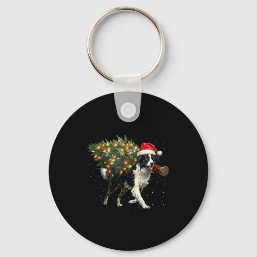 Cute Border Collie Dog In A Christmas Tree For Men Schlüsselanhänger (Vorderseite)