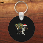 Cute Border Collie Dog In A Christmas Tree For Men Schlüsselanhänger (Vorderseite)