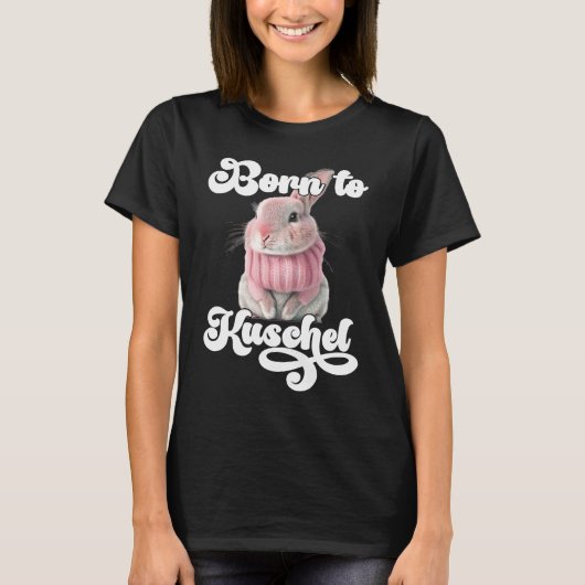 Cute Born to Cuddly Rabbit Retro Winter Rabbit Mum T-Shirt (Vorderseite)