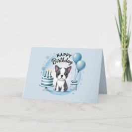 Cute Boston Terrier Birthday Card  Dankeskarte