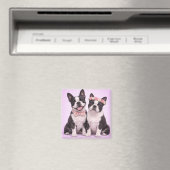 Cute Boston Terrier Couple Valentine Illustration  Magnet (In Situ (Geschirrspüler))