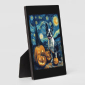 Cute Boston Terrier Dog Halloween Jack O Lantern P Fotoplatte (Seite)