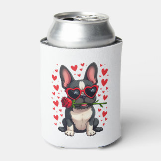 Cute Boston Terrier in Glasses Rose Valentine's Da Dosenkühler