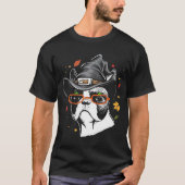 Cute Boston Terrier With Witch Hat Halloween Costu T-Shirt (Vorderseite)