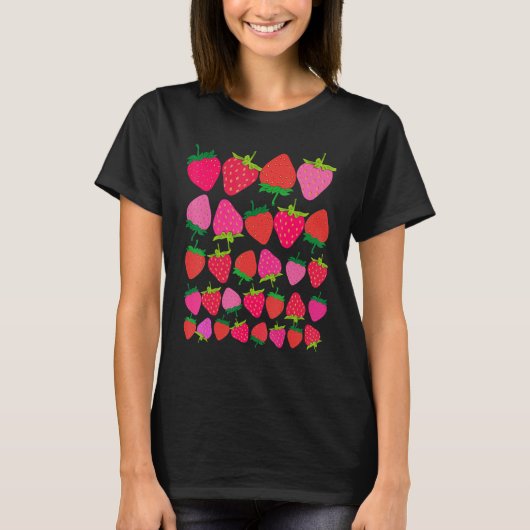 Cute Botanical Fruitarian Berry Strawberries Fruit T-Shirt (Vorderseite)