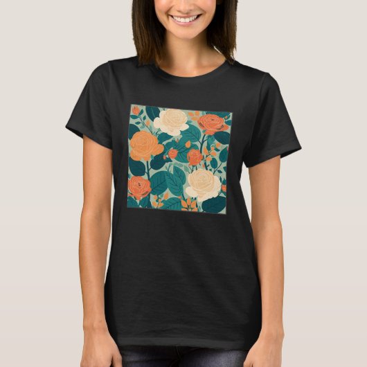 Cute Botanical Roses Illustration Gorgeous Flower  T-Shirt (Vorderseite)