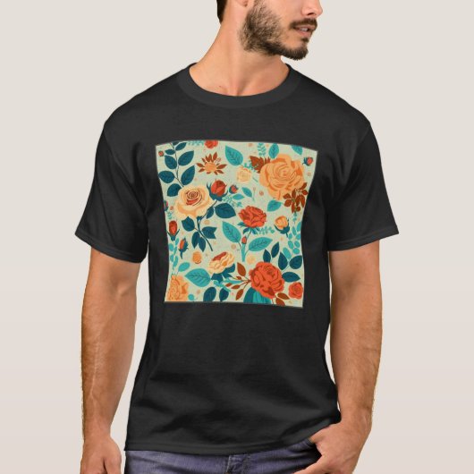 Cute Botanical Roses Illustration Gorgeous Flower  T-Shirt (Vorderseite)